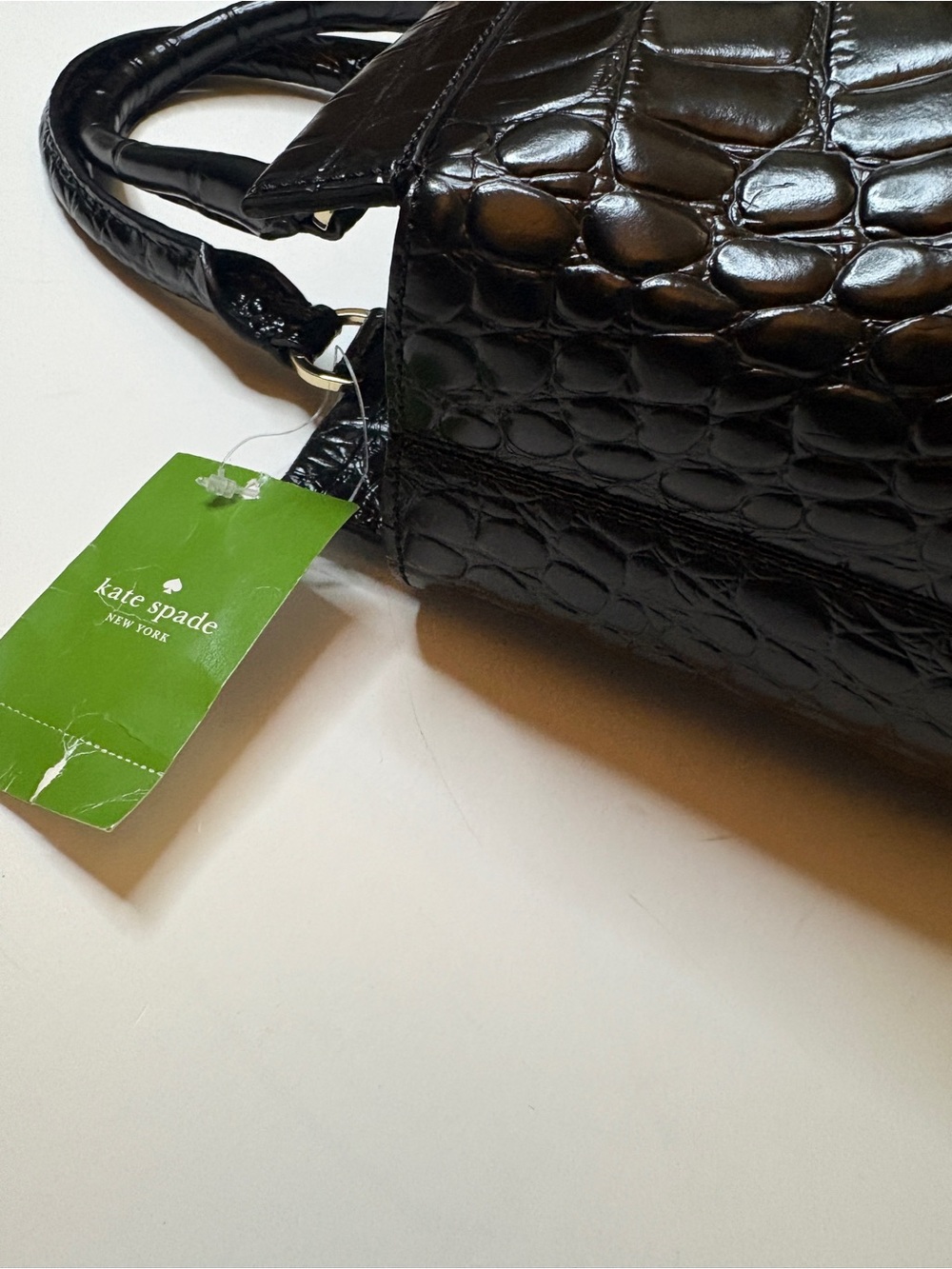 KATE SPADE Ridley avenue becky black crocodile leather top handle handbag nwt - Picture 9 of 10
